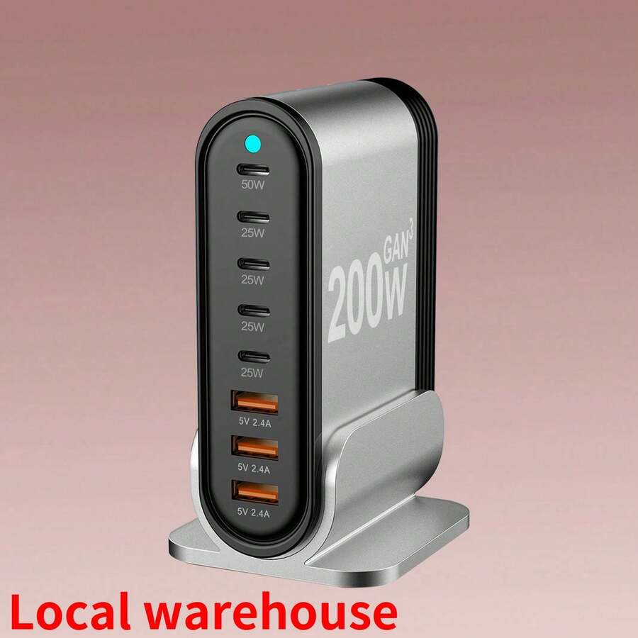 便携式充电器：8 端口 USB-C PD 快充 – 适用于手机/iPad 等多设备充电 + 5 英尺交流延长线 | 快速发货，适合多人充电、多设备充电、家庭充电需求以及办公桌充电站。 - 查看 1