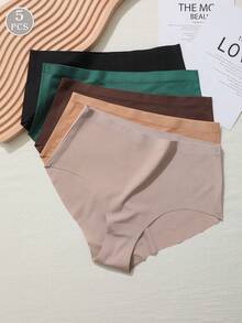 5件套高腰女士无痕隐形内裤套装 - 彩色 - 查看 5