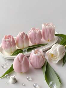 1pc Romantic Bud Tulip Candle Silicone Mold - Batch-Made/Easy Clean For Candle/Resin, Valentine's/Mother's Day/Easter Gifts - White - View 2