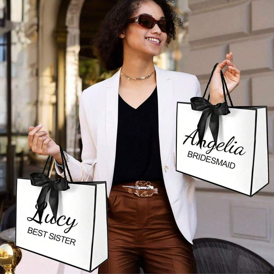 Personalized Name Gift Bags, Bow Tie Gift Bags, Thank You Gift Bags, Birthday Gift Bags, Christmas Gift Bags, Bridesmaid Gift Bags