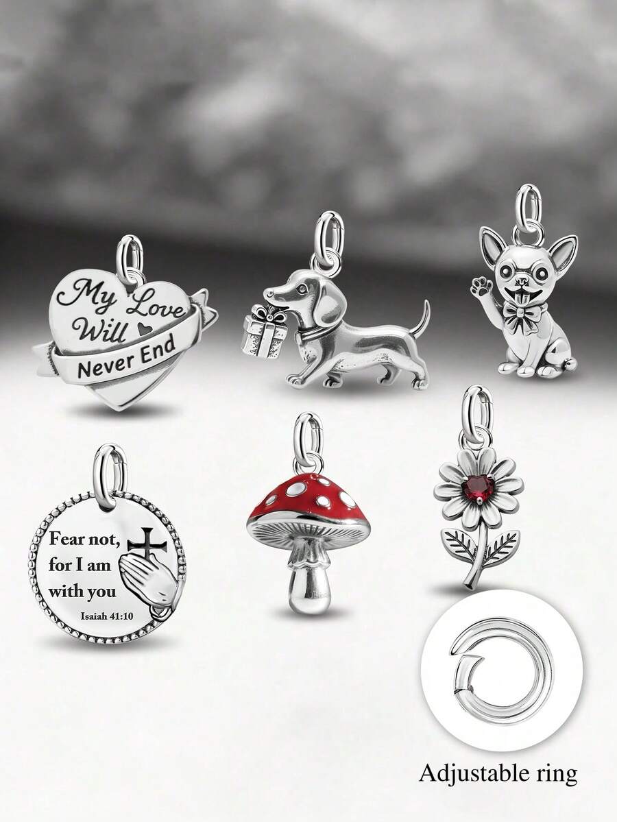 1件简约独特925纯银蘑菇吊坠，精致珠宝礼品，男女皆宜