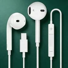 Type-C Jack In-Ear Headphones Mobile Phone Wired Earphone Gaming Earbuds Voice Call Noise Reduction Android Suitable For Men And Women Gift Sports White High Sound Quality Clear Bass Compatible With Most USB-C/Type-C Jack Interface Devices,Type-C In-Ear Headphones | Noise Isolation, Stereo Sound, Volume Control, Compatible With IPhone 15/16 Pro/17 Air/17 Pro Max And Most USB-C Devices, Gaming Headset For Mobile And PC - White - View 2