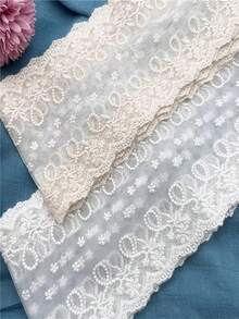 1 Yard Handmade Tulle Embroidery Double Lock Edge Cotton Thread Clothing DIY Decorative Material Width 10cm - Bilateral - View 1