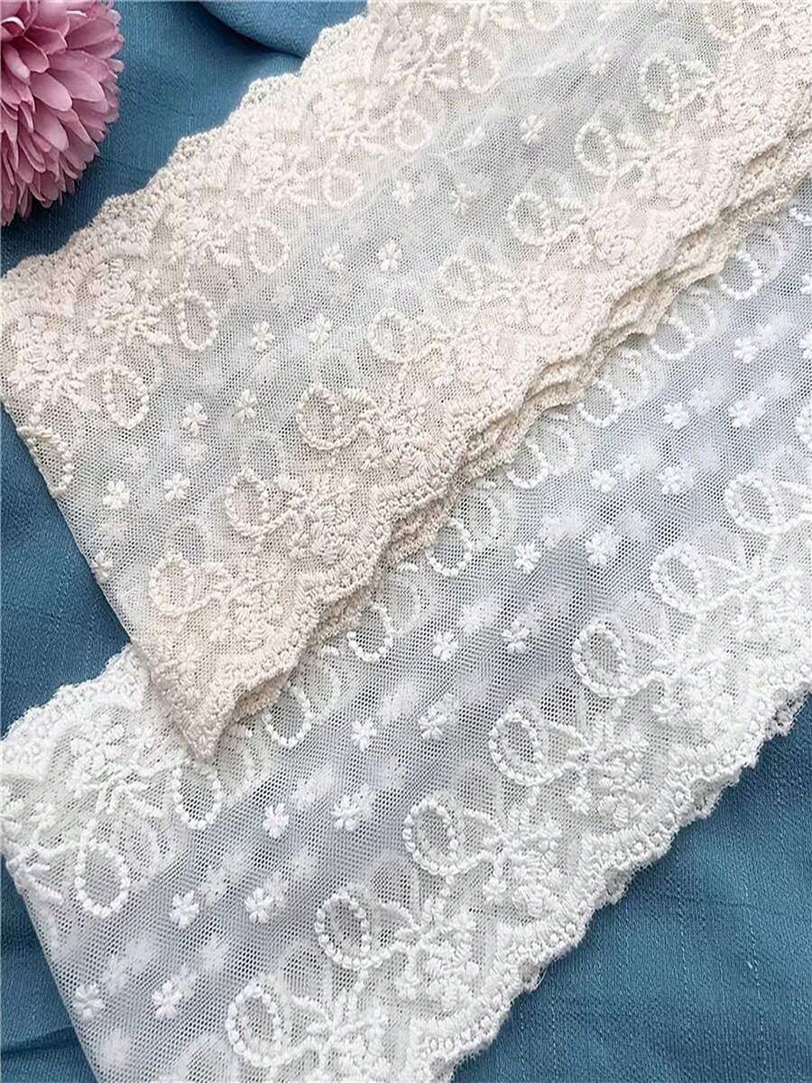 1 Yard Handmade Tulle Embroidery Double Lock Edge Cotton Thread Clothing DIY Decorative Material Width 10cm - Bilateral - View 1
