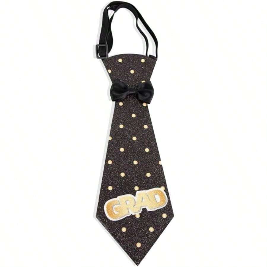 - Corbata ajustable para el cuello, con estampado de estrellas, para fiestas de graduacin y uniforme escolar - Modelo GRAD Punto Dorado - Ver 1