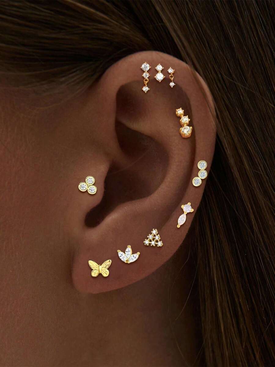 1pc S925 Sterling Silver Single Hole Cartilage Earring, Unisex, Low Internal Thread Cartilage Earring, Gift For Girlfriend - Single - View 1