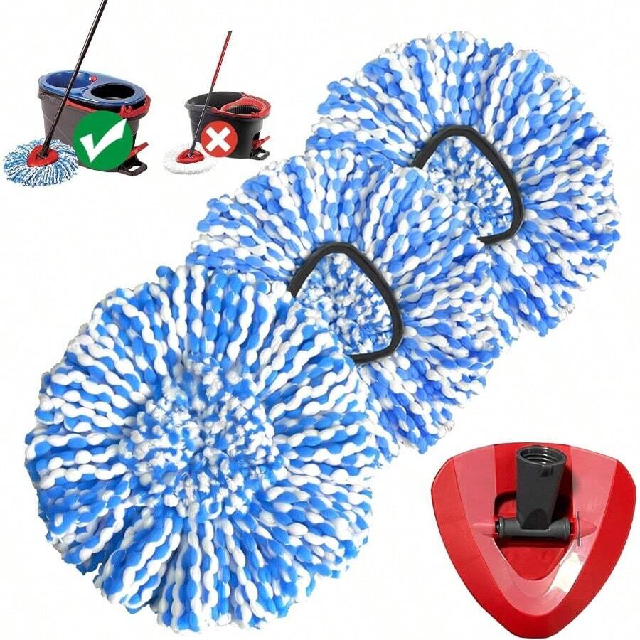 Spin Mop, Microfiber Mop Refills, Easy To Replace, Include 3 Mop Replace Heads, 1 Mop Base - 3 Heads+1 Base - View 1