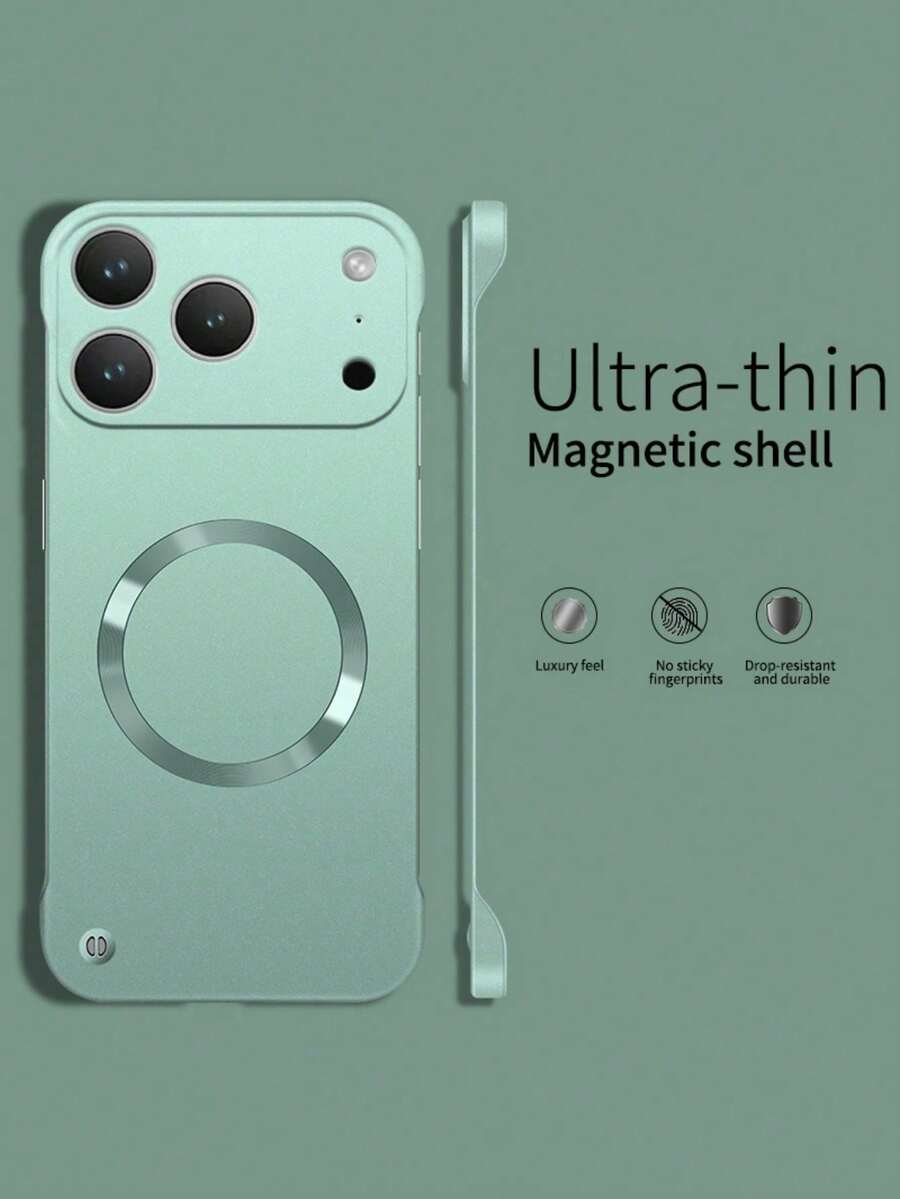 超薄金属漆磁吸手机壳，兼容 17 Pro Max、17 Pro、16、15、14、13、12 Pro Max、17 Air、16 Plus、17，无边框散热 PC 防震保护套