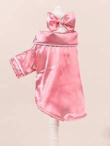 Dog & Cat Pajamas - Soft Snap-Closure Robe, Easy-To-Wear Pet Bodysuit, Light Beige Skin-Friendly Fabric Suitable For Small, Medium, And Large Dogs - Comfortable Nighttime Home Decor And Casual Wear - Multiple Sizes Available, Striped Pattern Robe, Convenient Design, Breathable And Comfortable. - 粉色 - 查看 3