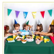 Dark Green 6 Pack Plastic Table Cloth 54\ X 108\, Disposable Tablecloths Rectangle Table Cover, Plastic Tablecloths For Parties,Rectangle,DarkGreen - 深綠色 - 查看 7