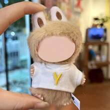 [Only Doll Clothes] Creative New 10cm Plush Doll 4th Generation Labobo Mini 4.0 Secret Code Mini Pendant Plush Doll Replacement, English Letter T-Shirt For Labubu