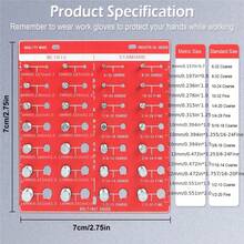 28孔螺纹检测仪，螺母螺栓螺纹检测仪，公制和英制，螺纹检测工具，带尺子的螺栓螺母识别量规 - 紅色 - 查看 6