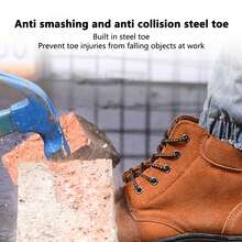 Men Smash Puncture Proof Safety Shoes Soft Suede Cowhide Steel Toe Work Shoes for Construction Welding 42 Light Tan - Marrón - Ver 2