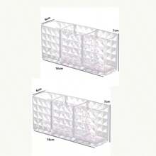 Diamond Brush Holder With 3 Compartments, Acrylic Desk Organizer For Makeup, Lipstick, Bathroom, Bedroom, Office, 16 X 6 X 7cm - 彩色 - 查看 8