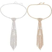 - Collar con lazo brillante, elegante con diamantes de imitacin de vidrio para la mayora de ocasiones, uniforme de boda, corbata punk con joyas - Pago - Ver 3