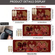 1pc Heart Pattern Printed Linen Kitchen Rug, Bathroom Mat, Doormat, 3D Printed Rectangle Carpet For Living Room, Bedroom, Hallway, Bathroom, Laundry Room - Polyester Rug For Indoor And Outdoor Home Decor - Multicolor - View 11