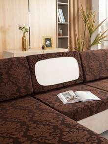 1件装优雅复古花卉沙发套，经典宫廷风格弹力3D花卉沙发座垫套，靠背套，保护沙发免受灰尘和污垢侵扰，易于拆卸清洗，四季皆宜，适用于三人沙发、沙发靠背、靠垫套、L型沙发 - 巧克力棕 - 查看 7