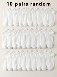 5/10/20 Đôi tất trắng cổ ngắn cho trẻ em, tất thể thao, tất trẻ em, thoáng khí, thoải mái, mềm mại, thích hợp cho mặc hàng ngày/chạy bộ/mặc thường ngày, phù hợp cho bé trai và bé gái từ 1-16 tuổi. - Nhiều màu - Xem 11
