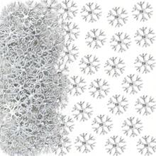 300Pcs Snowflakes Confetti Winter Table Confetti Snowflake Ornaments For Holiday Xmas Winter Wonderland Frozen Party Wedding Birthday Holiday Party Decorations (Silver) - 藍色 - 查看 1
