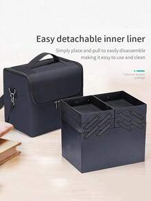 超大容量化妆箱套装 - 旅行化妆收纳包，带防水刷架和可调节隔板 - 专业化妆师和美妆爱好者的理想之选！圣诞礼物、礼品、趣味礼物、斋月礼物、个性化礼物 - 彩色 - 查看 8