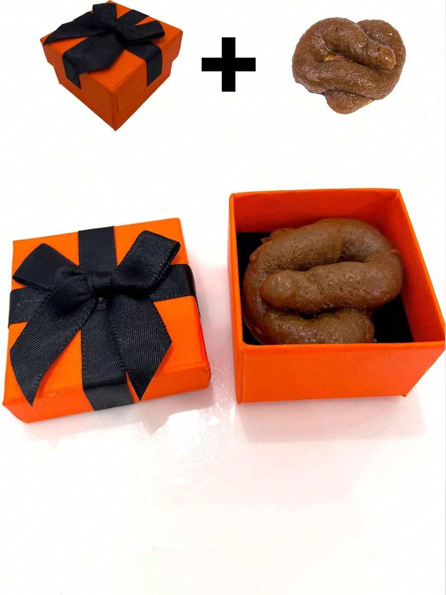 Prank Gift Box - Includes 1 Elegant Gift Box And 1 Realistic Fake Poop, Funny April Fool's Day Gift - Multicolor - View 1