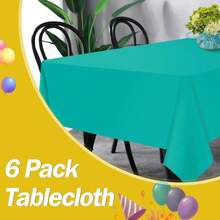 Teal 6 Pack Plastic Table Cloth 54\ X 108\, Disposable Tablecloths Rectangle Table Cover, Plastic Tablecloths For Parties,Rectangle,Teal - Teal - 查看 6