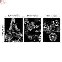 1/3幅黑色时尚印花帆布画，黑白复古墙画，迪斯科球海报，适用于卧室、客厅、办公室和家居装饰。无框。 - 彩色 - 查看 8