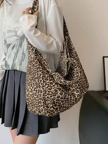 Summer Large Capacity Commuter Tote Bag, New Leopard Print Fashion Casual Shoulder Crossbody Bag, Real Product Photography May Have Color Difference Due To Lighting And Display Variations - Brown - View 6