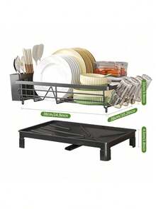 Piorlado Black Single Layer Dish Rack, Drainer Rack,  Dish Drying Rack,Steel Plate And Bowl Organizer, 14.9*10.2*5.7incn - Black - View 7