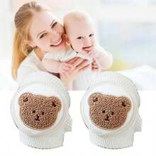 柔软棉质婴儿护膝，毛绒小熊图案，轻便有弹性 - 彩色 - 查看 4