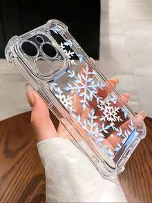 冰蓝色雪花印花气囊防摔手机壳，兼容苹果17/16 Pro Max、14/13、12、11 Pro Max、XS Max、X、XR、8、7、Plus、Mini，可作为生日礼物、送给女朋友、男朋友或自用 - 彩色 - 查看 2