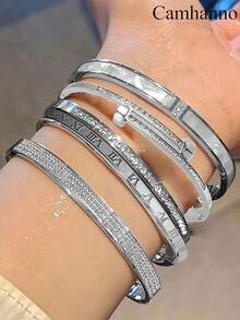 Camhanno Set de 5 piezas de pulseras de acero inoxidable personalizadas y multicolor, de diseño único, versátil y elegante, una opción de regalo ideal, que no se desvanece - Multicolor - Ver 21