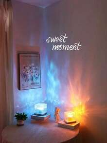 1pc Water Wave Atmosphere Light, Square Dynamic Romantic Girly Desk Lamp - Bedroom Starry Sky Projection Romantic Night Light, Adjustable Color Changing Aurora Lighting, With Remote Control, 16 Color Modes - Multi-color light - View 4