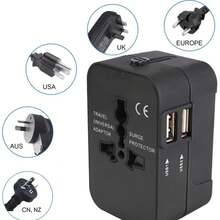 phenomdom 1pc Travel Adapter With 2 USB Charging Ports, Dual USB Charger, Wall AC Power Plug Adapter With Dual USB Ports, Suitable For Travel, Home And Office - Black - View 8