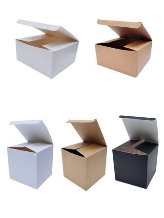  Multi-Size Foldable Gift Boxes, White, Black, Kraft Paper Color, With Lids, Suitable For Gifts, Bridesmaid Proposal Boxes, Birthday Party Favors, Wedding Decorations, Etc.