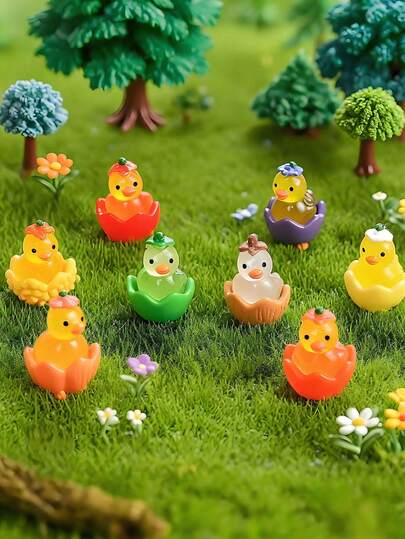 100/50/20/10/1pc Luminous Mini Resin Ducks, Glow In The Dark Vegetable And Fruit Style Duck Tiny Animals Figures Ornament For DIY Fairy Garden, Glass Container, Potted Plant Decor, Micro Landscape Craft, Garden Decoration, Car Interior Accessories, Party, Perfect Birthday