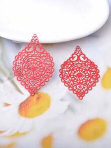 6pcs Filigree Jewelry Charms Brass Light Golden Oval Thin Pendant Connector Diy Jewelry Making Accessories - Filigree - View 2