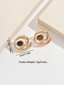 1 par de pendientes de metal con diseño vintage de remolino, diseño de lujo personalizado, adecuado para uso diario, fiestas y reuniones, otoño/invierno - Dorado - Ver 6