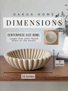 Large Decorative Bowl, Sandstone Color Decorative Bowl, Home Decor - Pleated Bowl - Wavy Bowl - Scalloped Bowl - Fashionable Key Bowl, Suitable For Entryway Table