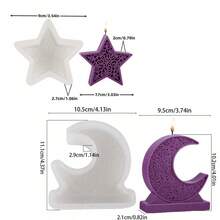 1个月亮蜡烛模具，星形，DIY肥皂树脂工艺品石膏装饰品，适合斋月装饰和创意手工礼品 - 白色 - 查看 13