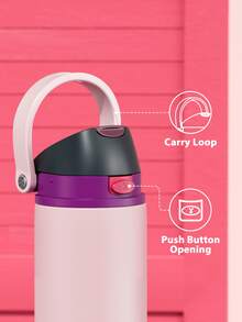 Meoky 24oz Vacuum Insulated Water Bottle with 2-in-1 Straw and Spout Lid, Insulated Cup, Keep Cold 24H, Leak-Proof, Fits in Car Cup Holder, Stainless Steel Tumbler for Sports, Travel, and School - 粉紅黑色 - 查看 4