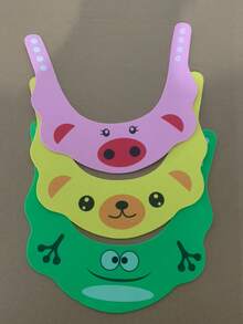 1个可调节防水儿童浴帽 - 卡通设计，EVA材质，柔软便携，3种颜色可选，浴室必备，适合各种头型，浴室配件，儿童洗浴用品