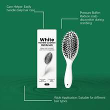 1 Peça Escova de Cabelo com Cerdas de Náilon e Cerdas de Javali, Massageador de Couro Cabeludo com Alça Branca, para Uso Doméstico e Salão