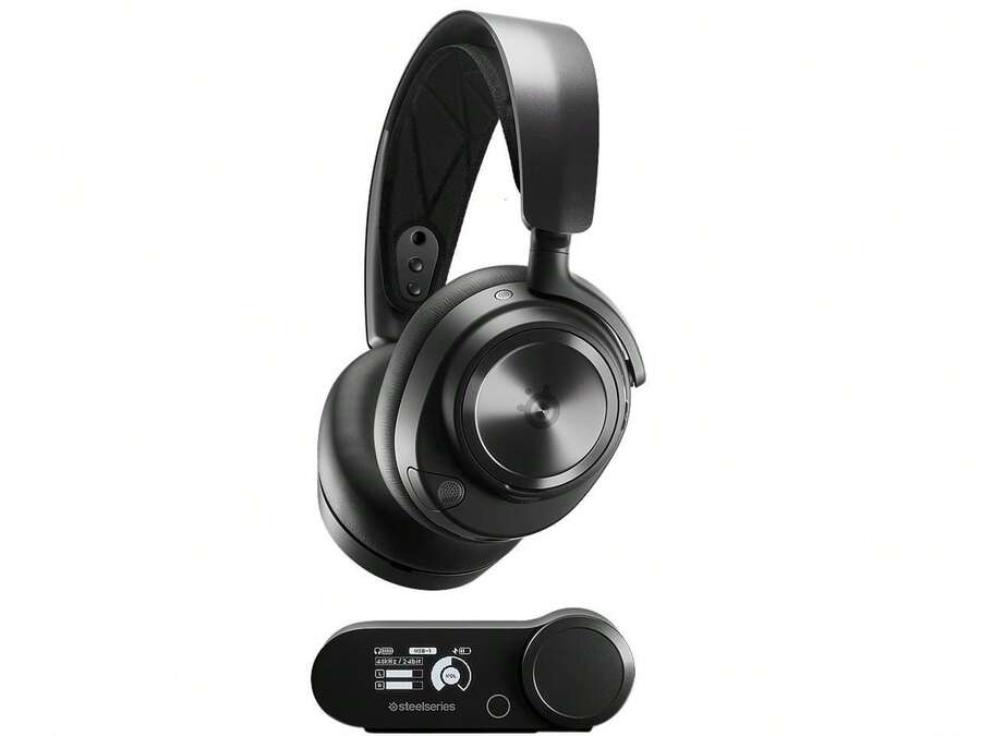 SteelSeries Arctis Nova Pro Wireless Multi-System Gaming Headset - Premium Hi-Fi Drivers - Active Noise Cancellation - Infinity Power System - Stealth Retractable Mic - PC, PS5/PS4, Switch, Mobile - 黑色 - 查看 1