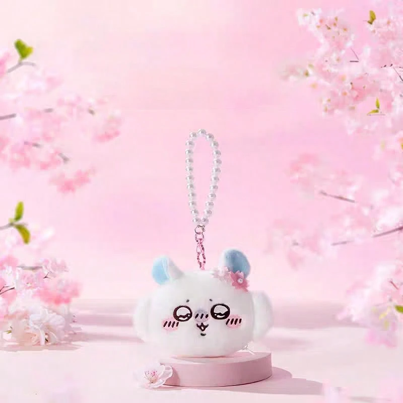 Miniso Chiikawa Series Momonga Plush Coin Purse Accessory - Soft Plush Material Pearl Chain & Cherry Blossom Decoration Bag/Portable Coin Storage Accessory(1 PC) - White - View 1