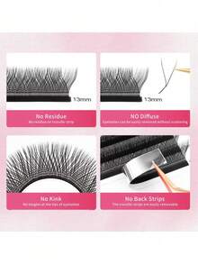 8-15毫米W型卷翘睫毛，2D/3D/4D/5D/6D/7D/8D预制睫毛簇，YY单根睫毛，12排 - D - 查看 4