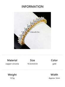 1入時尚簡約多用途經典銅質網球手鍊,配備4.0mm圓形氧化鋯石,適用於日常和派對穿著,男女皆宜 - 三爪 - 查看 18