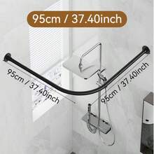 L型浴帘杆(28英寸/38英寸/48英寸 x 28英寸/38英寸/48英寸),无需钻孔安装,适用于浴室、服装店、私人空间、家居浴室装饰、秋季装饰、浴室配件、返校季 - 彩色 - 查看 19