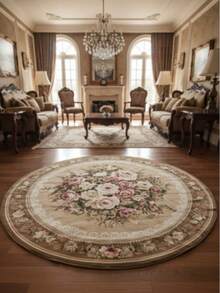 1 tấm thảm trang trí hình tròn màu lạc đà thanh lịch màu hồng, thảm phòng khách, thảm trải sàn, trang trí phòng khách, thảm cỡ lớn, thảm tròn, trang trí nhà cửa, trang trí phòng, thảm có thể giặt được - Nhiều màu - Xem 3