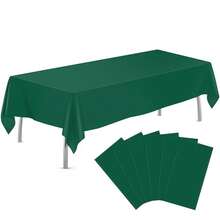 Dark Green 6 Pack Plastic Table Cloth 54\ X 108\, Disposable Tablecloths Rectangle Table Cover, Plastic Tablecloths For Parties,Rectangle,DarkGreen - 深綠色 - 查看 1
